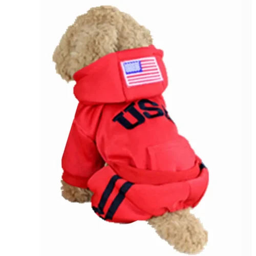 USA Winter Pet Fashion Coat / Jumpsuit 100% Cotton Jacket For Small Pets
