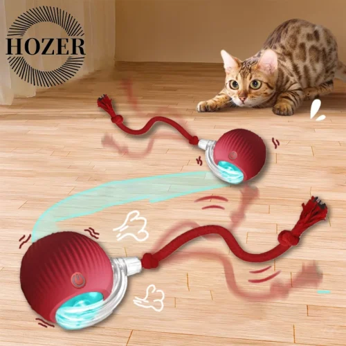 Cat Interactive Ball Toy. Automatic Rolling Ball, Faux Tail Rechargeable