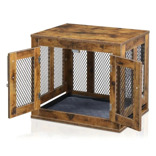 Rustic Brown Design Dog Crate with Tray for small Dogs