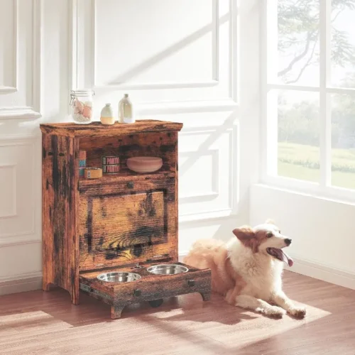 Furniture Quality Dog Feeding Station with 2 Elevated Dog Bowls